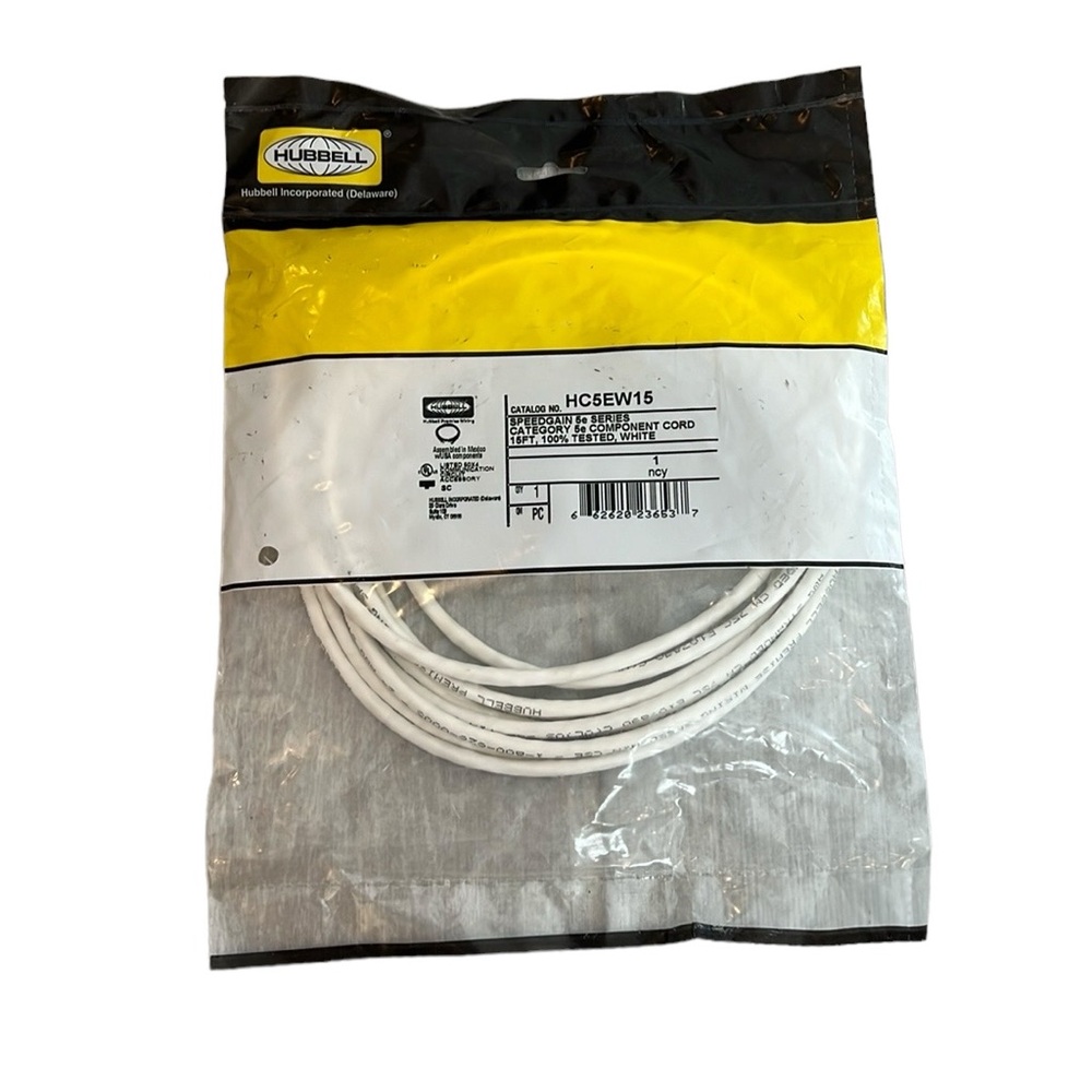 ✨5/$25 NWT Hubble Premise Wiring Ethernet Patch Cord, Speed Gain, Cat5E 15'